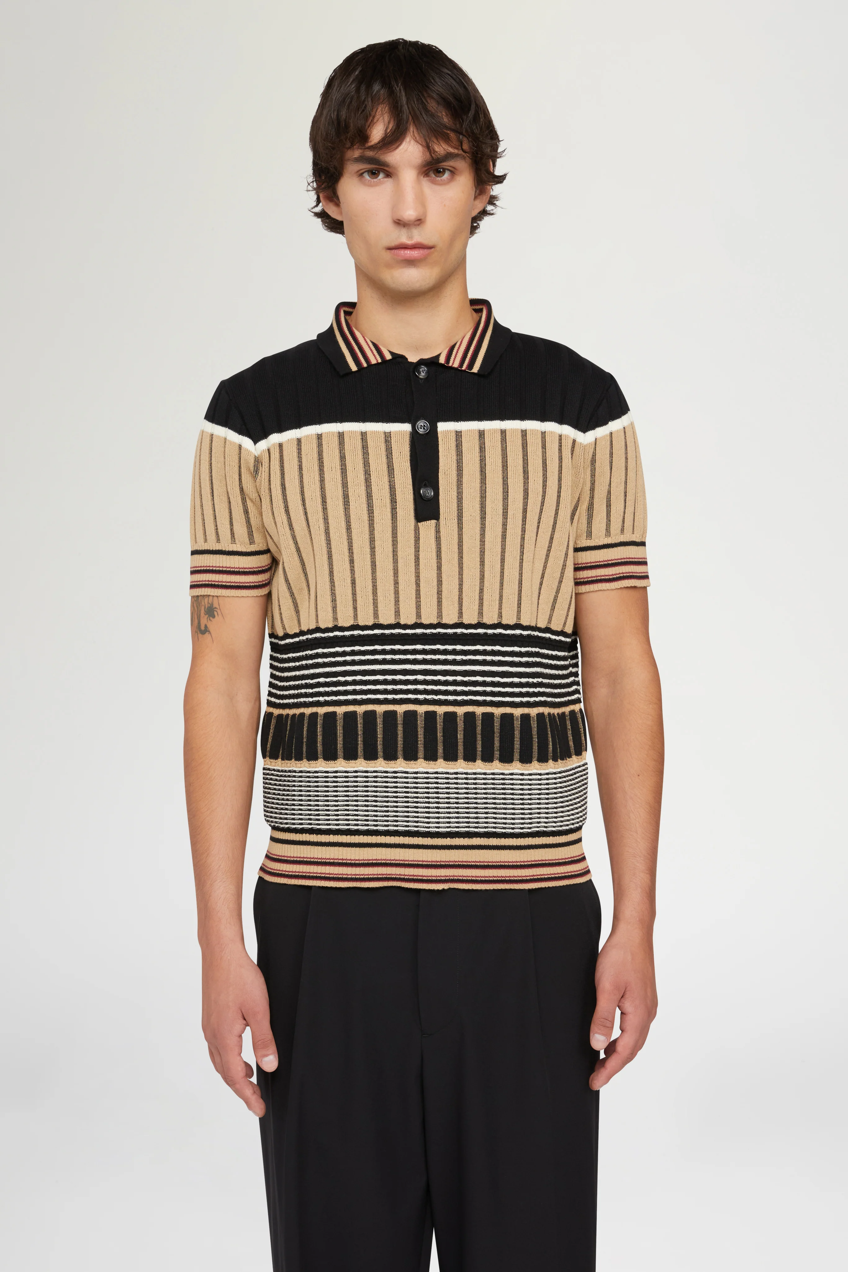 Beige & Black Knit Polo - Image 3