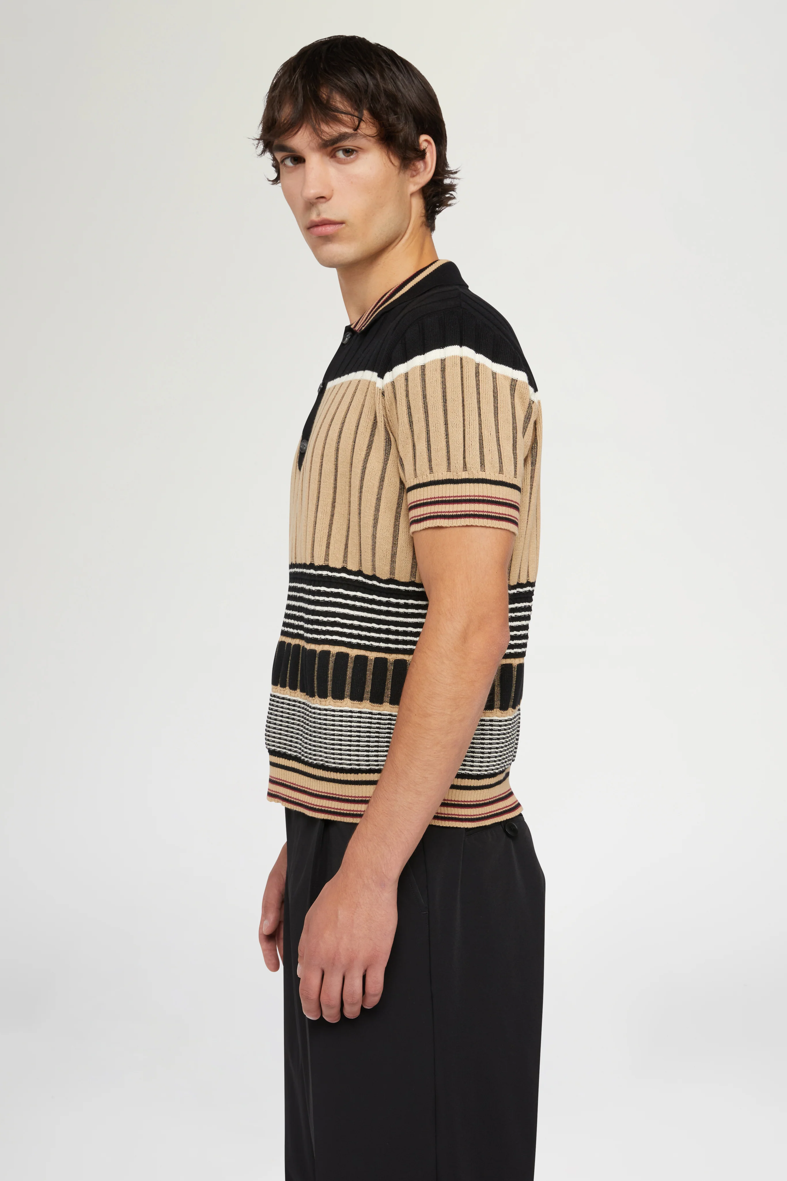Beige & Black Knit Polo - Image 4