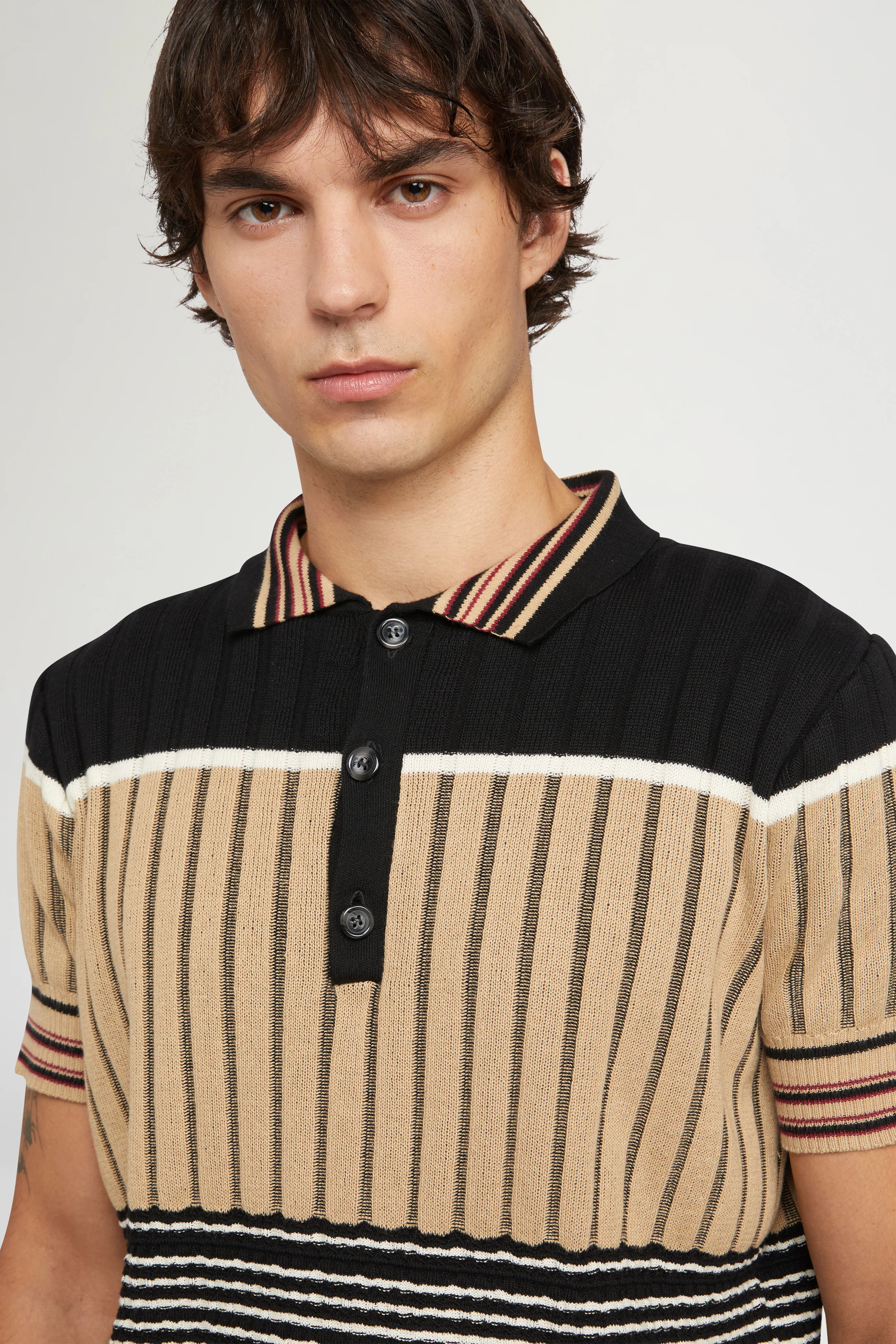 Beige & Black Knit Polo - Image 6