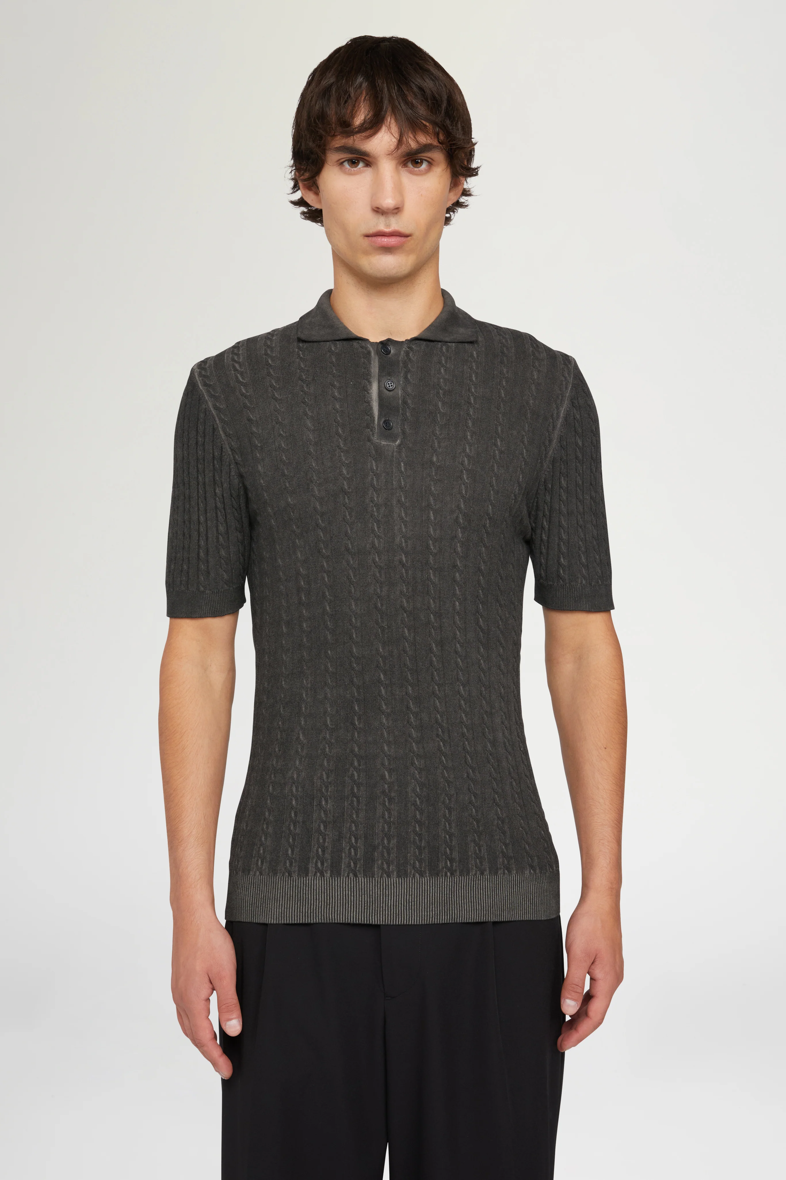 Dark Grey Knit Polo - Image 3