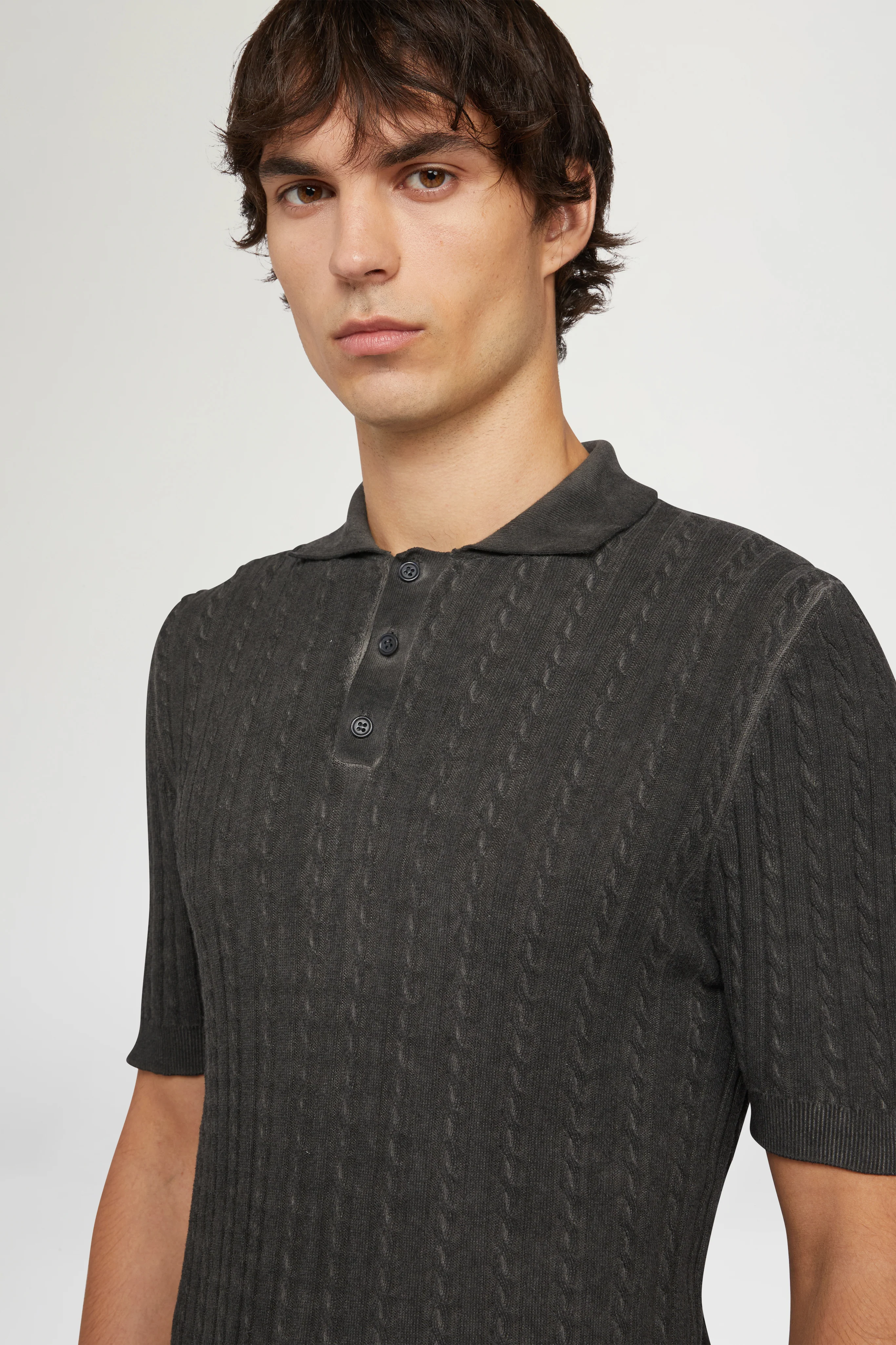 Dark Grey Knit Polo - Image 6